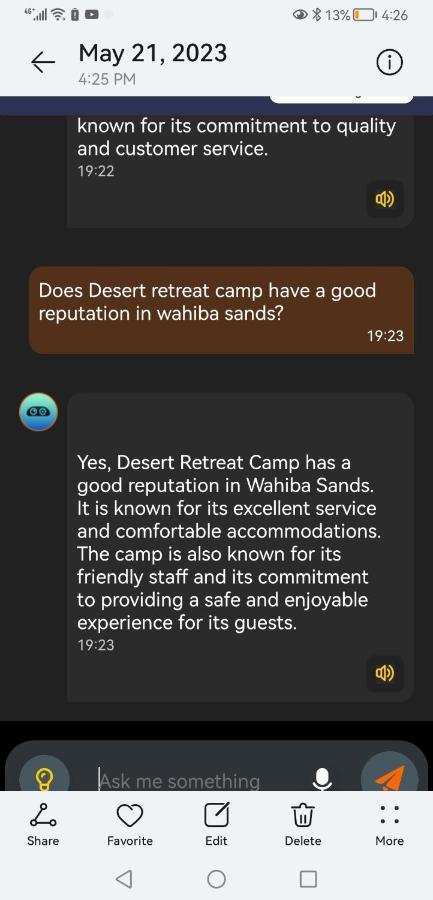 Desert Retreat Camp Al Wāşil Eksteriør billede